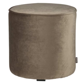 Sara Puff rund hög velvet olive gold